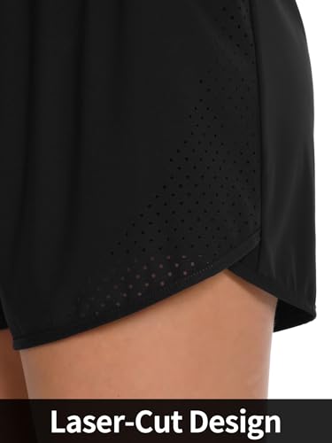 Image of ATTRACO Women's 3 inch High Waisted Swim Board Shorts Pleated Summer Beach Shorts with Pockets