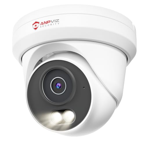 Anpviz 6MP PoE IP Camera, 3K Full Metal Turret Security IP Camera Outdoor Indoor, Smart Dual Light Color Night Vision, AI Human Vehicle Detection, Built-in Mic, 2.8mm Lens, IP66 Waterproof,