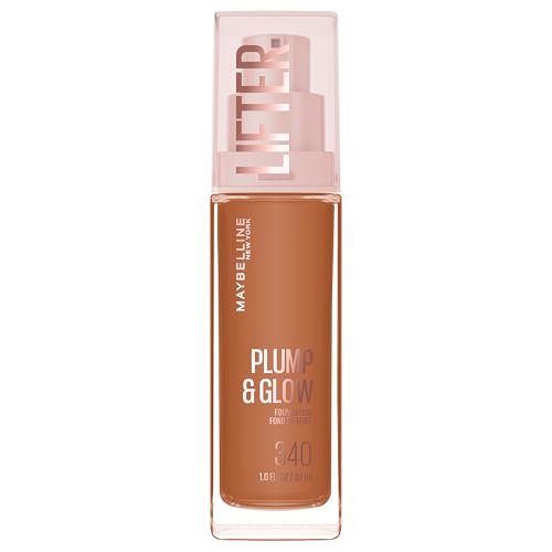 Image of Maybelline Lifter Plump & Glow Foundation, Liquid Foundation with 2% Niacinamide + Hyaluronic Acid, Plumping and Brightening Face Makeup, 340, 1 Count