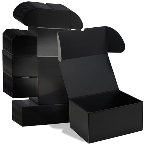 Image of ZBEIVAN 10x7x5 Black Shipping Boxes Set of 20 Corrugated Cardboard Mailer Boxes for Packaging Small Business Mailing Gifts