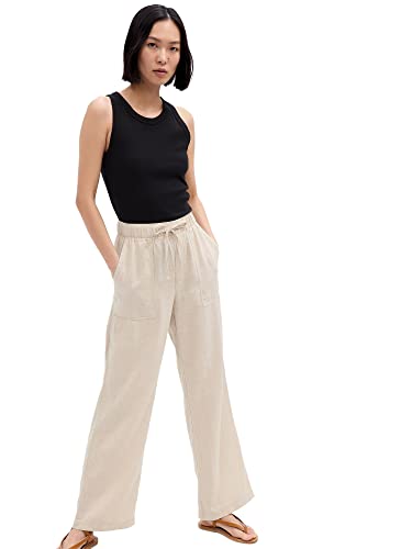GAP Womens Wide Leg Linen Pull On Pant Khaki XL