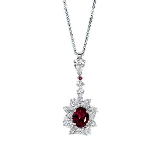 Collier pendentif fleur argent 925 pierres précieuses moissanite tourmaline saphir rubis