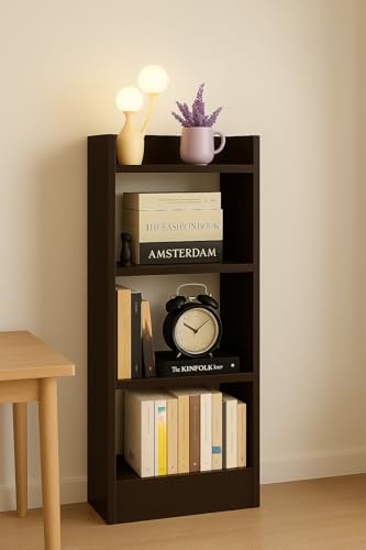 Image of Enigmatic Woodworks Wooden Open Bookshelf Multipurpose for Home Rack Showcase Organizer for Living Room I Study Room I 4-Tier I Finish-Suede DIY (Wenge) 33 * 24 * 90 CM