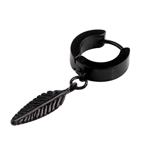 Brinco Walbest 1 peça punk masculino pena pingente de argola de aço inoxidável brinco de festa joia