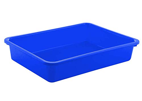 Image of Kuber Industries Plastic 2 Pieces Medium Size Stationary Office Tray, File Tray, Document Tray, Paper Tray A4 Documents /Papers /Letters /folders Holder Desk Organizer (Blue) CTKTC134796