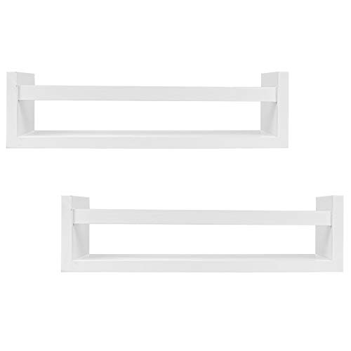 Foraineam Set Of 2 Floating Shelves Wall Mounted Wood Storage Shelves Nursery Room White Wall Shelves #TOP5