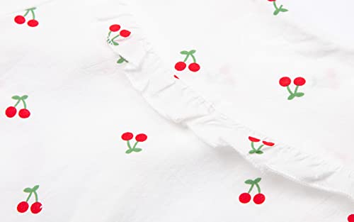 Image of LittleSpring Girls Short Sleeve Peter Pan Blouse with Elastic Cuffs