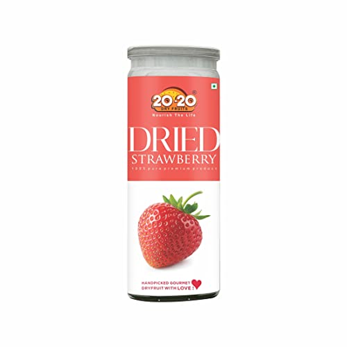 Image of 20-20 Dry Fruits Dried Strawberry 200g Jar | Healthy Strawberry Snack| High in Anti-Oxidants & Vitamin C | Supports Heart Health & Immunity