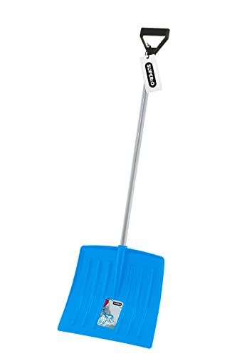 Image of Superio Kids Snow Shovel Plastic Small Shovel for Snow Removal with Wooden Handle Heavy Duty 12 inch Blade, Blue 1 Pack