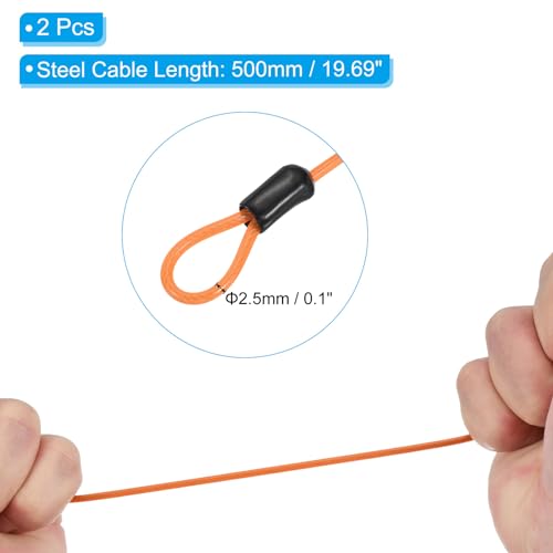 Image of PATIKIL Security Steel Cable with 4 Digit Combination Lock, 2 Set 1.6Ft Coated Safety Wire Rope Double Loop Padlock for Outdoor Travel Luggage, Yellow