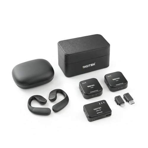 Image of Digitek DWM 122 Wireless Microphone System with Audio Monitoring, TF Card Support, Type C & LTC Connector, 80M Range, 4.5Hr Run Time, Record with Smartphone & DSLR for Vlogging, Interviews & Podcast