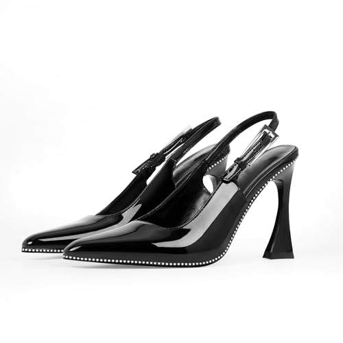 Women's Sexy Slingback Square Toe Stiletto High Heel Buckle Strap Dress Pumps2