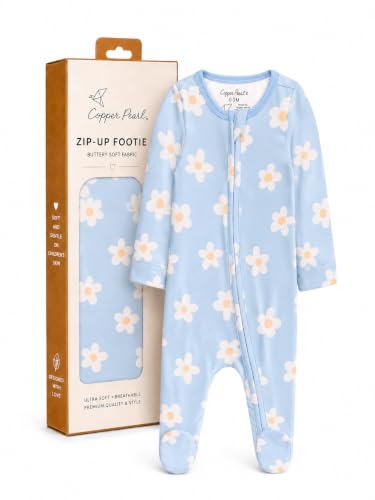 Copper Pearl Zip-Up Footie Baby Pajamas – Soft Newborn Onesies for Boys &amp; Girls, Tag-Free with Two-Way Zipper Baby Sleepers - Della, Newborn