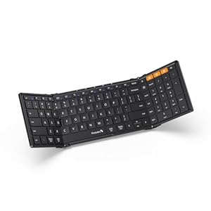 ProtoArc Foldable Bluetooth Keyboard, XK01 Folding Wireless Portable Keyboard with Numeric Keypad, Full-Size Travel Keyboard for iPad Tablet Smartphone Laptop PC Windows iOS Android, Black