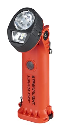 Streamlight 91800 Survivor Pivot 325-Lumen Right Angle Articulating Dual Beam Spot & Flood LED Flashlight with Alkaline Batteries and Clip Orange