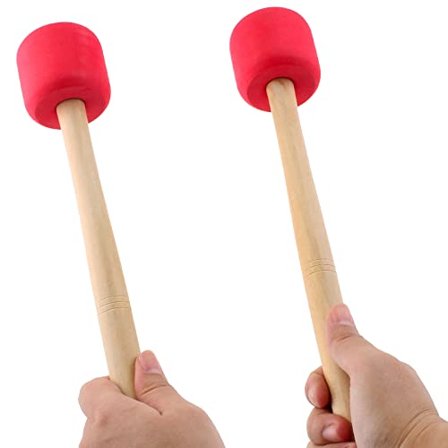 Jiozermi 2 Pcs Drum Mallet 12.8 Inches Length, Wool Felt Drum Stick, Anti-Slip Bass Percussion Sticks, Instrument Band Accessory Part For Drums Snare Drums, Red #TOP4
