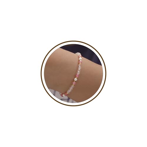 Crystals and Healing Stones Dainty Bracelets for Women Wedding Gifts Chakra Bracelets Sister Gifts Adjustable Bracelet Teacher Gift Jewelry for Women Mom Wife 4mm-pink