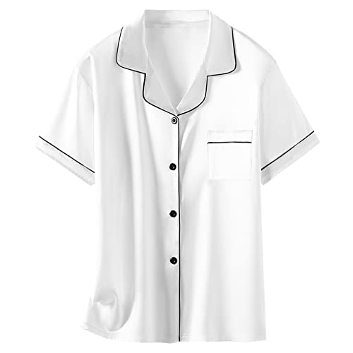 Image of Schbbbta Girls Womens Pajamas, Satin Silky Pjs Set Kids 2Pcs Button-Down Nightwear Sleepwear Gift for Mommy and me