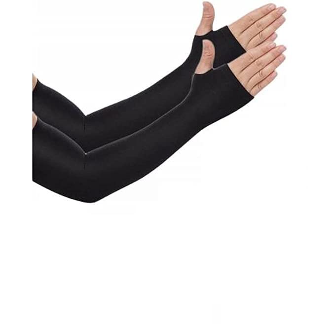 Thumb hole Arm Sleeves for Men & Women Protection from Dust, Pollution, Sunburn, UV (1 Pair)