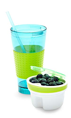 Plastic Snack Drink Cup with Straw for Kids (Multicolour)