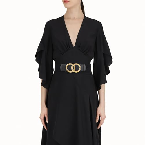 Image of Aurolran Women's Fashion Classic Metal Buckle Leather Belt with Jeans Dress