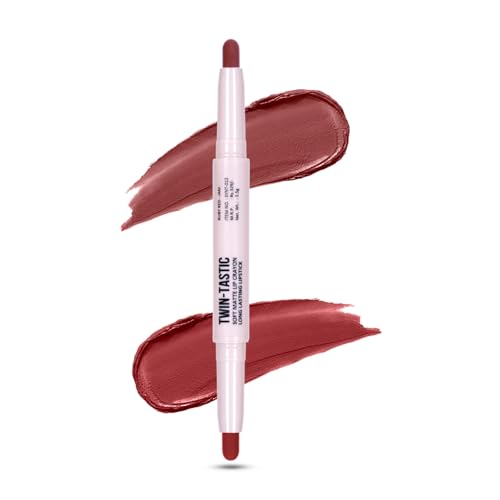 Shryoan 2-in-1 Twin-Tastic Lipstick | Soft Lip| Matte| Crayon | Long Lasting, Waterproof |Highly Pigmented Lipstick | Pack of 1 (FIR-Wood)