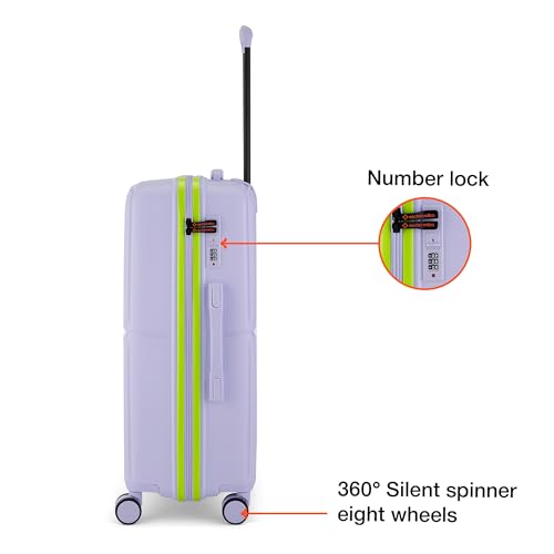 Image of Nasher Miles Bali Hard-Sided Polypropylene Check-in Luggage 24 inch | 65cm | 8 Wheels Medium Trolley Bag for Travel | Suitcase (Grey)