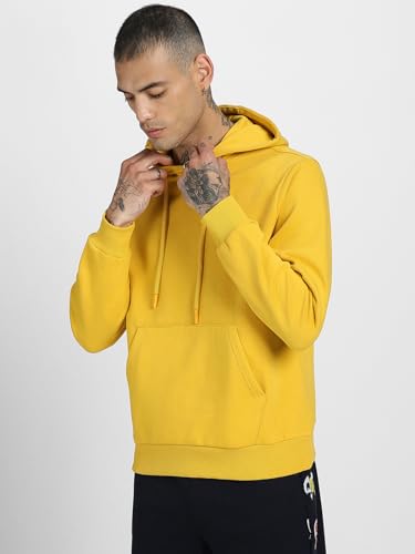 Image of Veirdo Cotton Fleece Regular Fit Hooded Sweatshirt Full Sleeves Solid Jumper Hoodie for Men /Boys