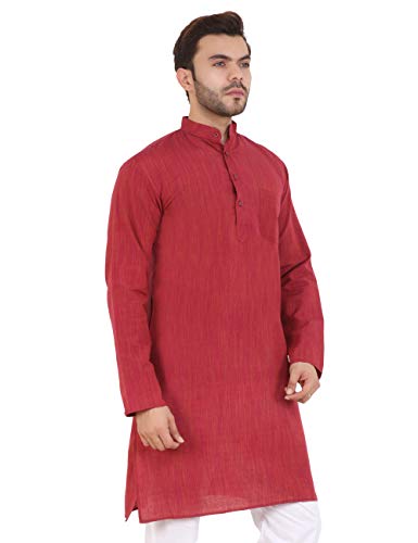 Image of LATEST CHIKAN Men's Cotton Long Kurta Full Sleeves - Casual Ethnic Wear