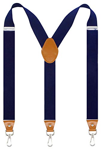 Image of Mens Suspenders with 3 Swivel Hooks Belt Loops 1.4 Inch Wide Heavy Duty Adjustable Braces