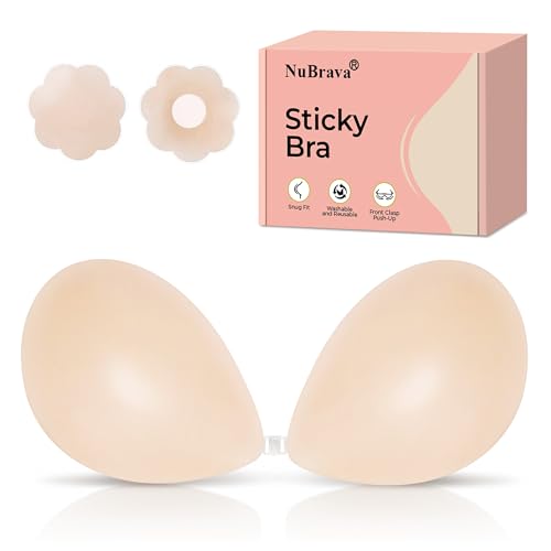 Image of Adhesive Bra Strapless Sticky Invisible Push up Silicone Bra Resuable for Backless Dress