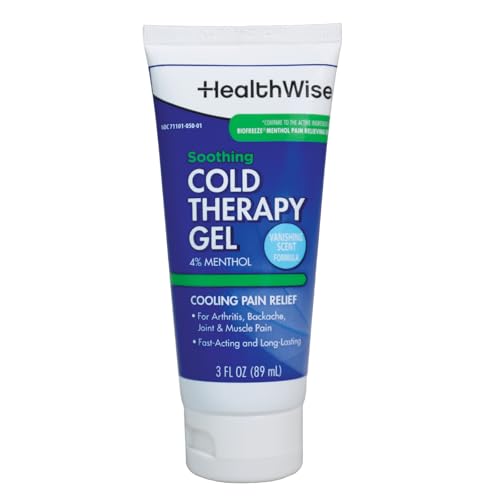 HealthWise Soothing Cold Therapy Gel | 4% Menthol | Vanishing Scent | 3.0 Oz | Arthritis Pain Relief | Topical Analgesic