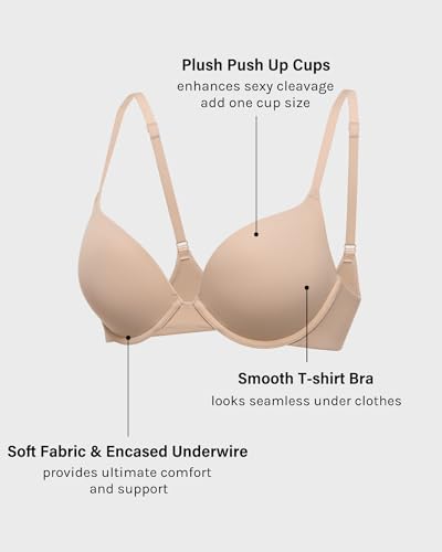 Image of INLYRIC Women's Push Up Bra Tshirt Demi Supportive Bras Underwire Plunge Padded Comfortable Inbarely Plus Collection