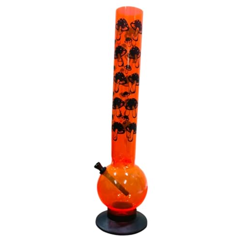 Image of PUFF SMART 16 Inch Mushroom Print Acrylic Waterpipe Bong (Orange)