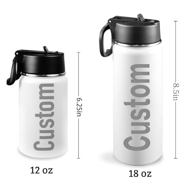 Personalized Kids Water Bottle with Name for Boys, Custom Double Wall Insulated Stainless Steel Tumbler for Toddler Children, 12 18 Oz Leak-Proof Cup with Straw, Back to School Gift, Race Car