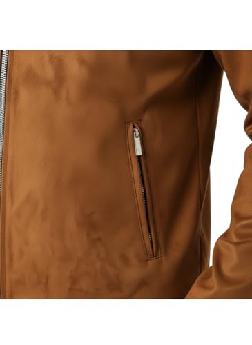 Generic Men's Classic Super Suede Leather Jacket, Brown, S - Image 5