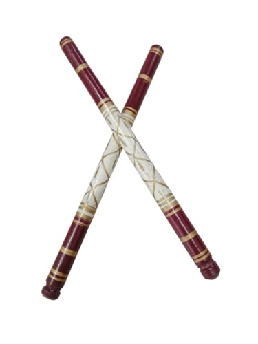 Image of BookMyCostume Wooden White Heavy Sankheda Kolattam Sticks for Dandiya Nights | Traditional Handcrafted Dandiya Sticks for Garba nights | Fancy Dress Accessory for Kids & Adults | (1 Pair - 2 Sticks)