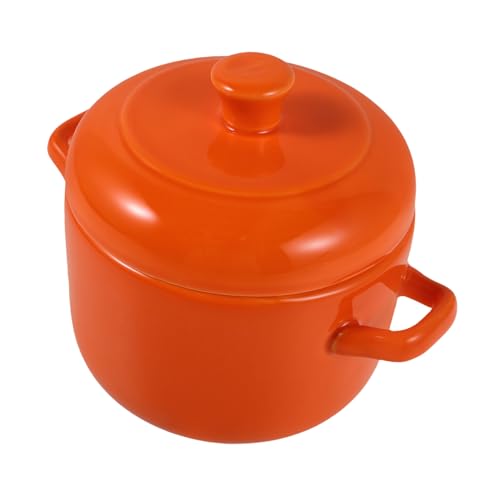 PRETYZOOM Cerámica Olla para Guisar con Tapa Resistente Altas Temperaturas con Doble Asa para Cocción al Baño María para Sopas Natillas y Estofados