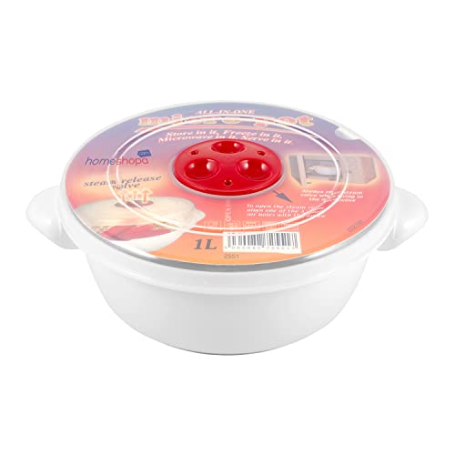 Plastic Microwave Heating Food Cooking Pot Container with Ventilated Lid & Steam Release Vent, Round Microwave Bowls, Kitchen Air-tight Food Storage containers , Dishwasher, Freezer Safe (2 Litre)