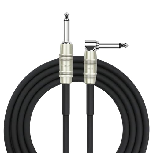 Kirlin Cable IP-202PR-10/BK - 10 Feet - Straight to Right Angle 1/4-Inch Plug Instrument Cable Black PVC Jacket
