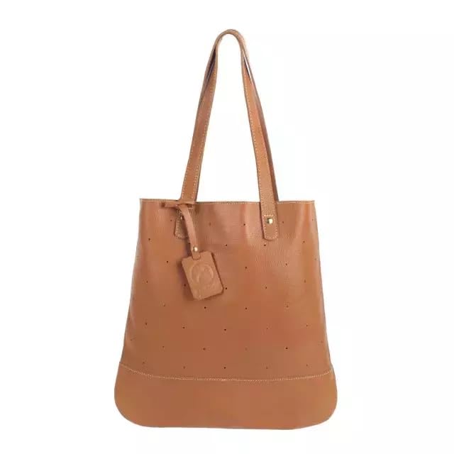 Bolsa de Couro Legítimo Feminina Flávia – Modelo Saco Compacta e Elegante, Leve, Resistente e Sofisticada – Ideal para Uso Diário, Trabalho, Passeios e Presentes (Caramelo)