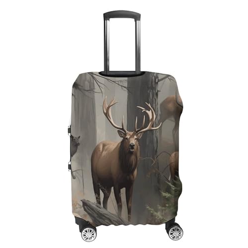 Carry on Luggage Cover Hunting Deer Bear Elk Suitcase Covers for Luggages Tsa Approved Travel Luggage Sleeve Protector Elastic Suitcase Protector Anti-Scratch Washable Fits 19-30 Inch Case -M4