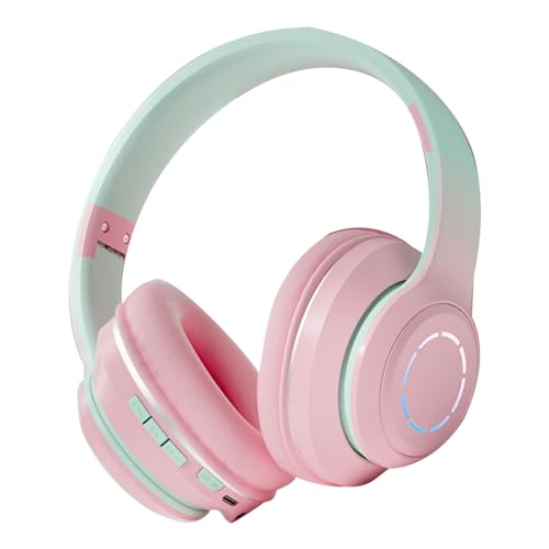 RASTKY Casque de Jeu sans Fil, Connexion BT5.2, Coussinets d'oreille Souples, Lumières Colorées, Batterie Rechargeable D'utilisation de 200 Heures pour Ordinateur de Bureau et Ordinateur Portable