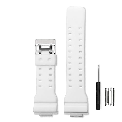 時計ベルト 純正バンド互換品 取付幅16mm 防水ストラップ カシオ G-8900A GR-8900A GW-8900A GA-110 GA-100 GD-100 GD-110 (ホワイト)