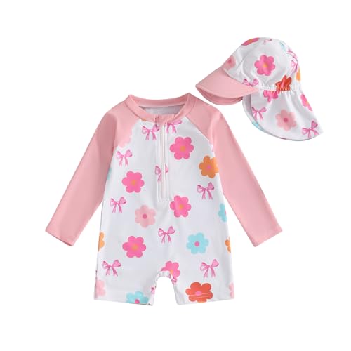 HodJIU Baby-Badeanzug für Mädchen, UV-Schutz, langärmelig, mit...