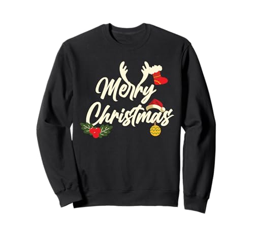 Funny Antlers Merry Christmas Santa Xmas Family Adulti Bambini Felpa