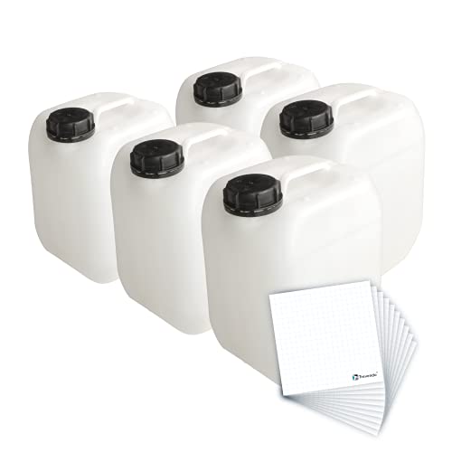 Preisvergleich Produktbild Trevendo® 5 x 5 Liter Kanister lebensmittelecht, stapelbar, inkl. Beschriftungsetiketten