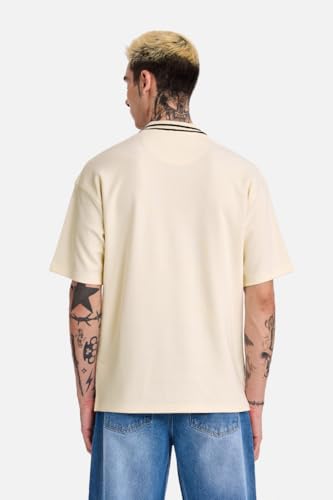 Image of SNITCH Men Polo Plus Size T-Shirt | Knitted Solid Polo with Contrast Tipped Collar & Logo Embroidery | 100% Cotton Breathable Lightweight Smart Casual Wear