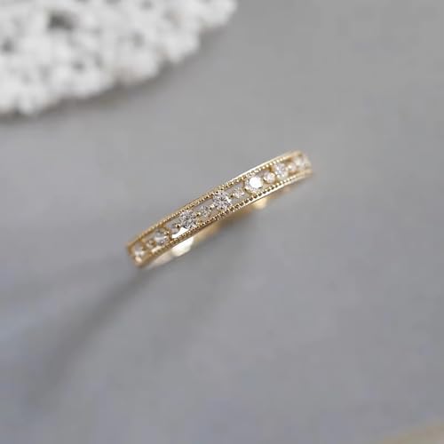 14K Gold Plated CZ Simulated Diamond Stackable Ring Eternity Bands for Women Dainty Stacking Wedding Engagement Statement Rings for Women4