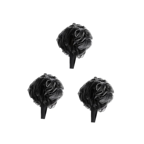 VALICLUD 3pcs Bath Ball Bath Flower Big Foaming Sponge Scrubber for Body Exfoliating Natural Puff Bubble Making Net Bubble Maker Bathroom Accessories Black